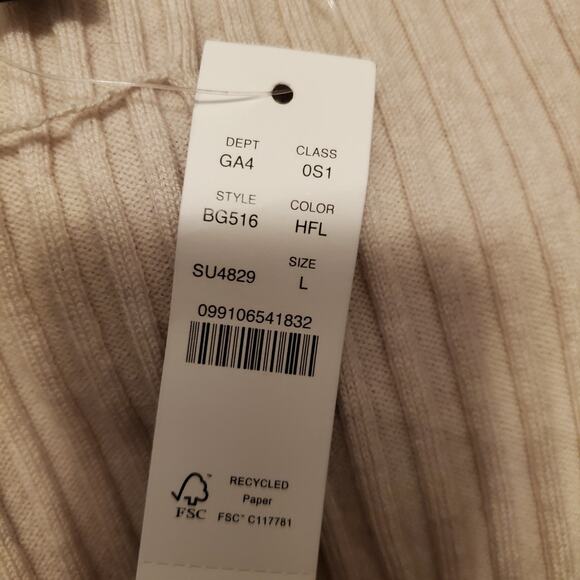 NEW J. Crew Merino Blend Ribbed Henley Sweater Dress Heather Flax Size L Neutral - Picture 8 of 8